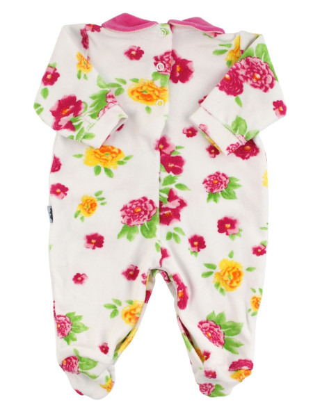Tutina Neonata in ciniglia. Tutina floreal con stampe floreali 2