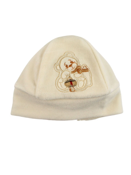 cappello neonato unisex in ciniglia. capello orso con ciuccio 2