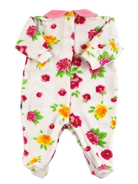 Tutina Neonata in ciniglia. Tutina floreal con stampe floreali 2