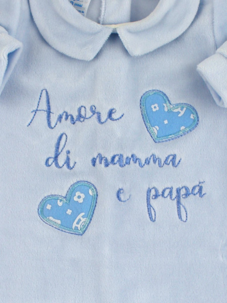 Tutina Neonato in ciniglia. Tutina amore di mamma e papà 2