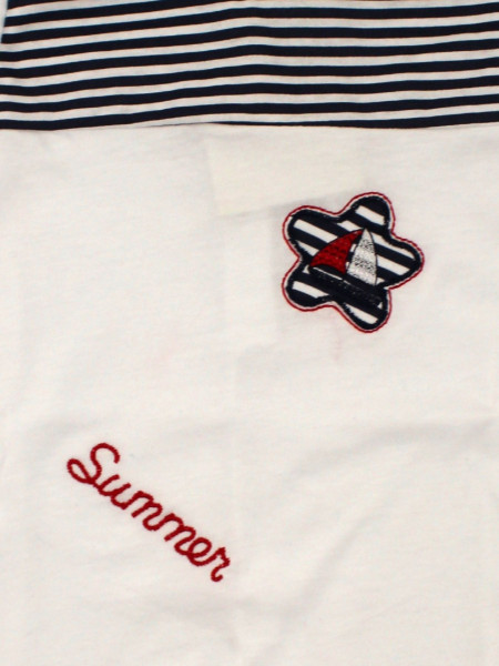 Pagliaccetto neonato boat in a flower con righine 2