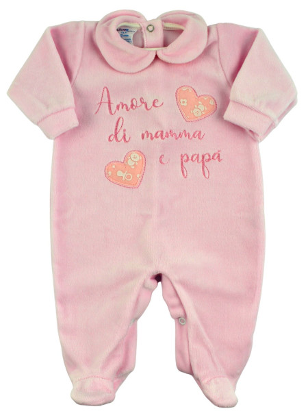 Tutina Neonato in ciniglia. Tutina amore di mamma e papà 4