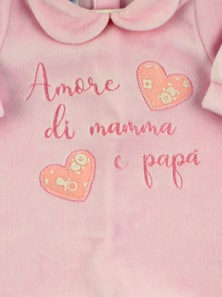 Tutina Neonato in ciniglia. Tutina amore di mamma e papà 5