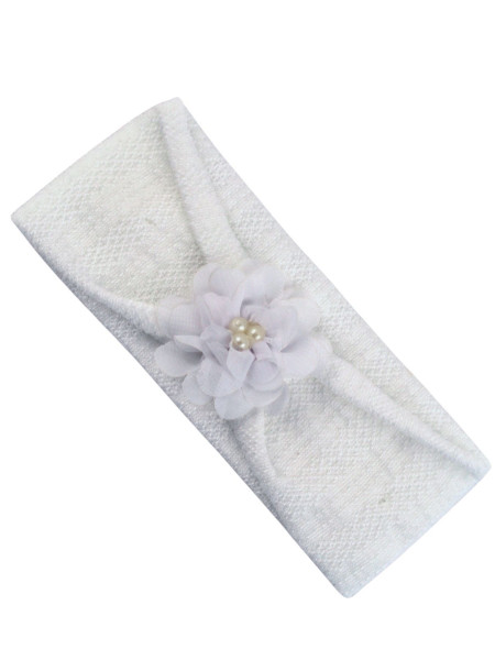 fascetta neonata in cotone bianco. fascetta fiore con perle Bianco Taglia unica