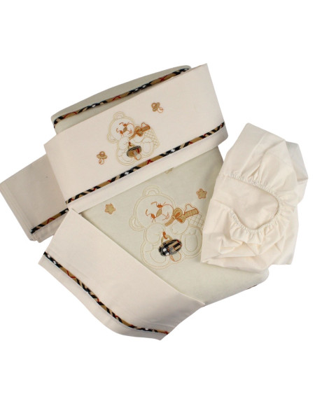 set neonato culla copertina e coordinato lenzuolo, cotone e ciniglia Bianco panna Taglia unica