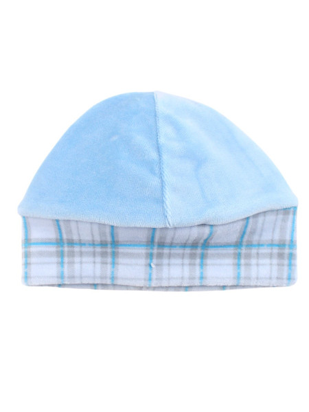 cappello neonato in ciniglia. capello tartan scozzese Azzurro Taglia unica
