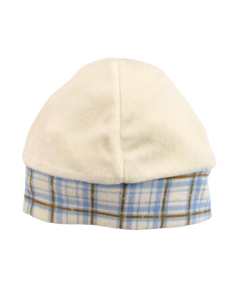 cappello neonato in ciniglia. capello tartan scozzese Bianco Taglia unica