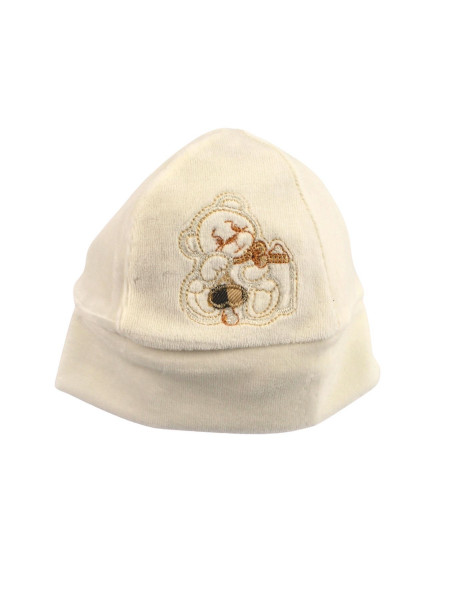 cappello neonato unisex in ciniglia. capello orso con ciuccio Bianco panna Taglia unica