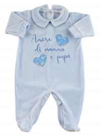 Tutina Neonato in ciniglia. Tutina amore di mamma e papà