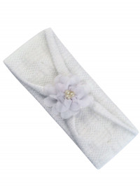 fascetta neonata in cotone bianco. fascetta fiore con perle