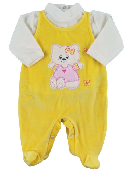 Tutina neonata ciniglia due pezzi con salopette. Tutina Sweet Cat 2