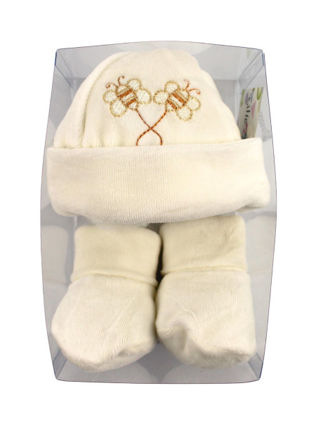 cappellino e scarpine neonato, in ciniglia. unisex  2