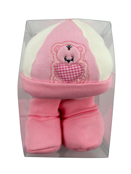cappellino e scarpine neonata, caldo cotone. orso pinky 2