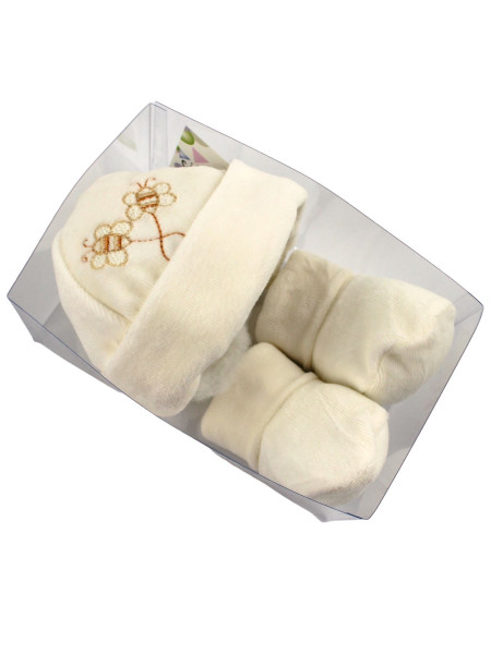 cappellino e scarpine neonato, in ciniglia. unisex  3