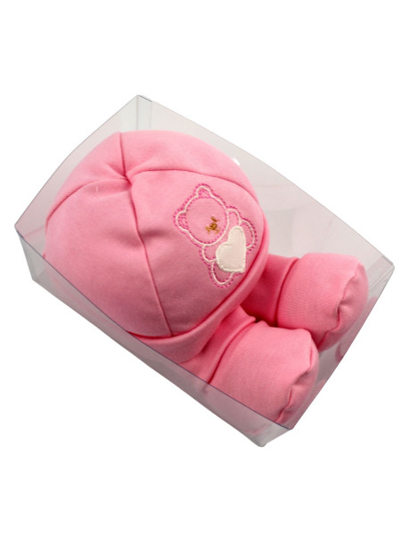 cappellino e scarpine neonata, caldo cotone. bear's heart 3