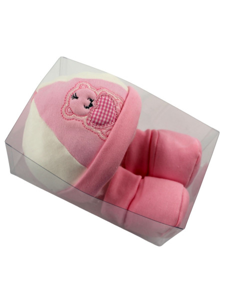 cappellino e scarpine neonata, caldo cotone. orso pinky 3