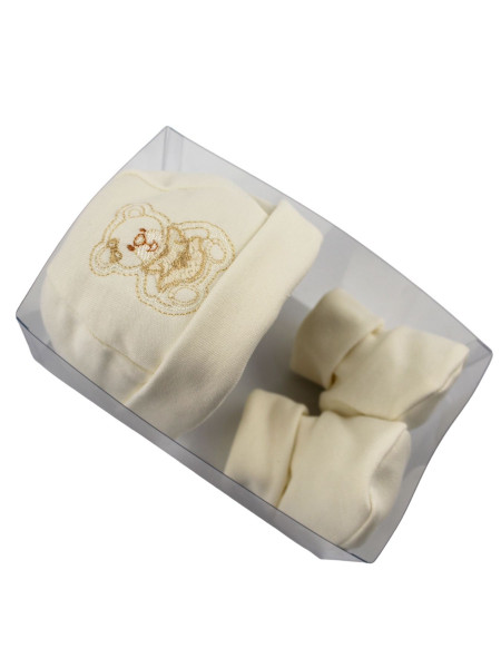 cappellino e scarpine neonata, caldo cotone. 3