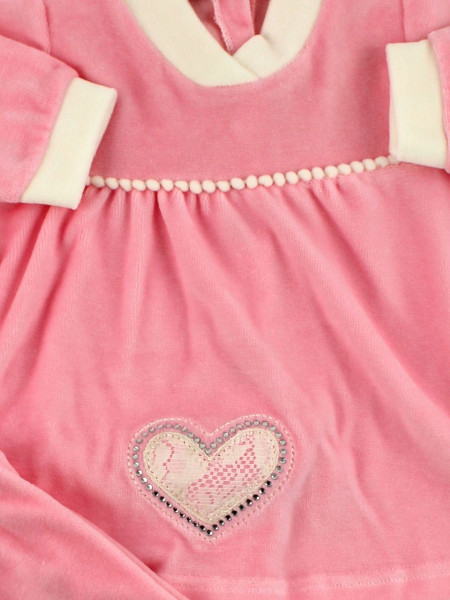 Completino neonata ciniglia. Vestina grande cuore 2