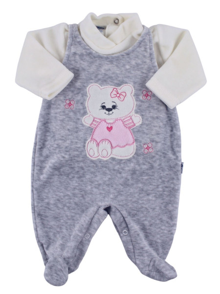 Tutina neonata ciniglia due pezzi con salopette. Tutina Sweet Cat 2