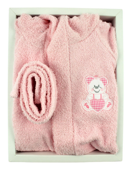 Accappatoio Neonato in cotone spugna. Accappatoio piccolo cuore 3