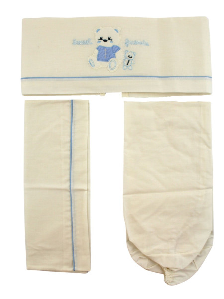 set copertina lenzuolo 4pz, cotone e ciniglia. Coordinato dolci amici 4