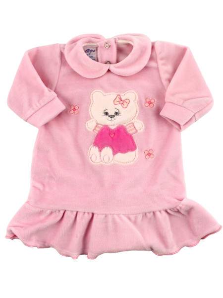 vestitino neonata in ciniglia con balza. Ciao kitty Rosa Taglia 0-3 mesi