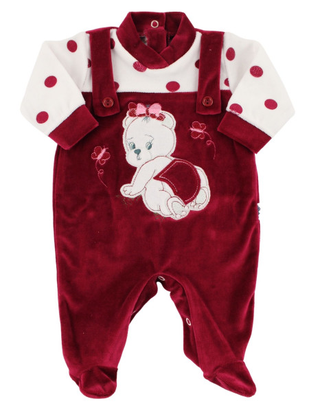 Tutina salopette neonata ciniglia. Tutina teddy bear Amarena Taglia 1-3 mesi