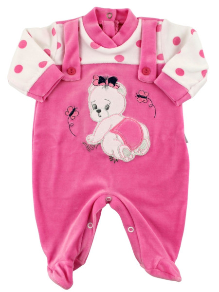 Tutina salopette neonata ciniglia. Tutina teddy bear Fucsia Taglia 1-3 mesi