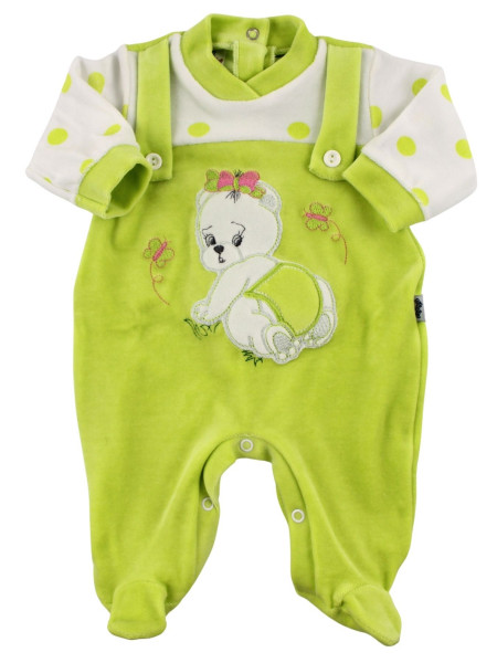 Tutina salopette neonata ciniglia. Tutina teddy bear Verde pistacchio Taglia 1-3 mesi