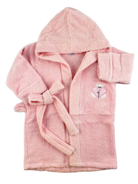 Accappatoio Neonato in cotone spugna, Accappatoio Zip, Made in Italy Rosa taglia 18-24 mesi