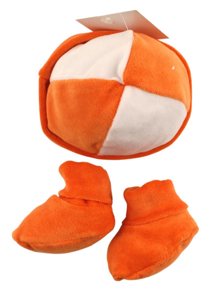 cappellino neonato, scarpine neonato in ciniglia foderato Arancio Taglia unica