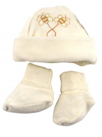 cappellino e scarpine neonato, in ciniglia. unisex