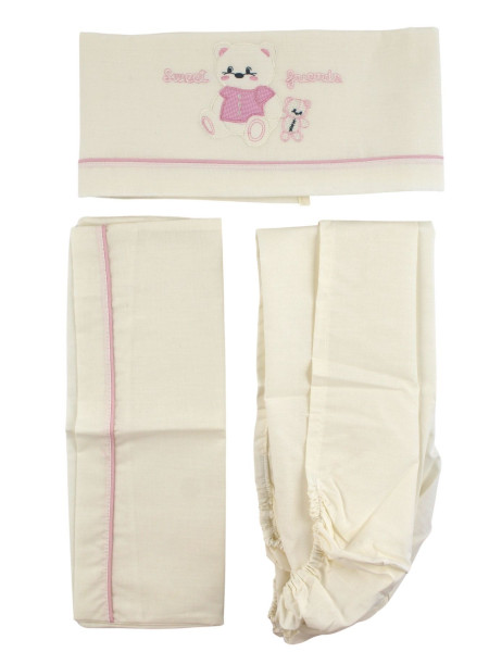set copertina lenzuolo 4pz, cotone e ciniglia. Coordinato dolci amici 4