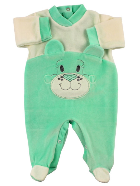 tutina in ciniglia musetto con orecchie Verde Taglia 3-6 mesi