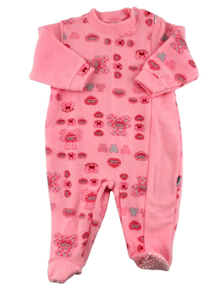 pigiama neonato in velour misto cotone. Caldo Pigiamone Fucsia Taglia 6-9 mesi
