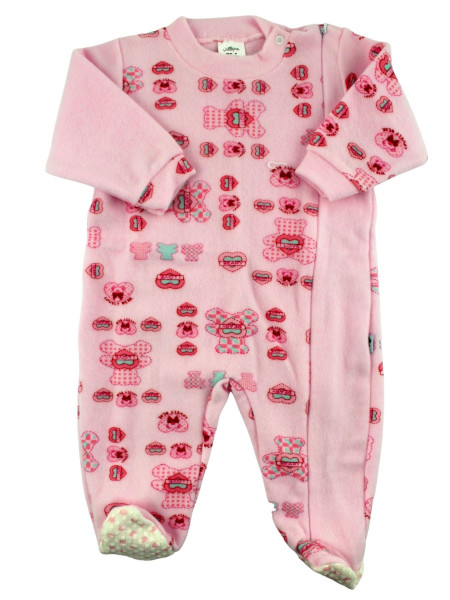 pigiama neonato in velour misto cotone. Caldo Pigiamone Rosa Taglia 9-12 mesi