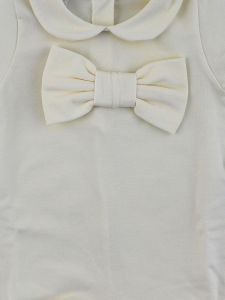 pagliaccetto neonata cotone bielastico tinta unita con fiocco 2