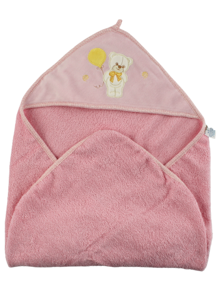 Accappatoio neonato e neonata triangolo orsetto con palloncino rosa unica