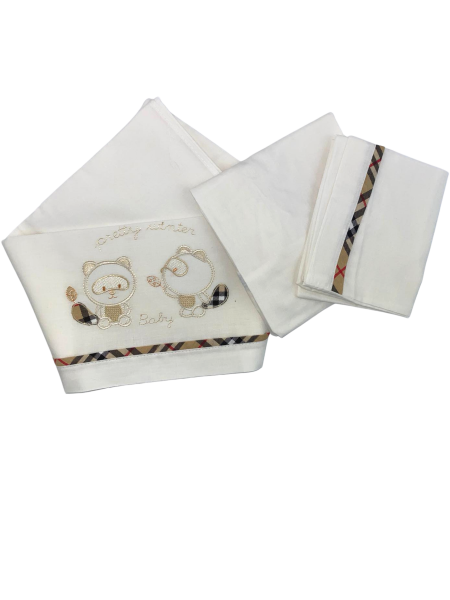 set culla copertina lenzuolo 4pz, cotone e ciniglia. pretty winter 3