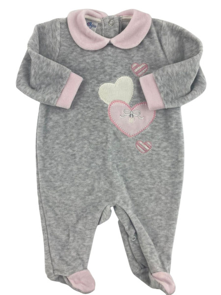 tutina neonata ciniglia dolci cuori Grigio Taglia 3-6 mesi