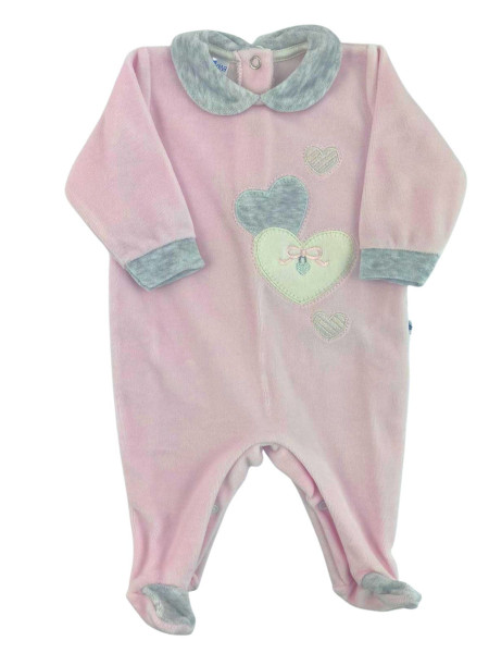 tutina neonata ciniglia dolci cuori Rosa Taglia 3-6 mesi