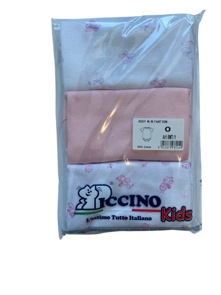 tris di body per neonata a manica corta in cotone stampato 2
