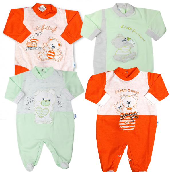 pack wow quattro tutine in cotone unisex Arancio Taglia primi giorni